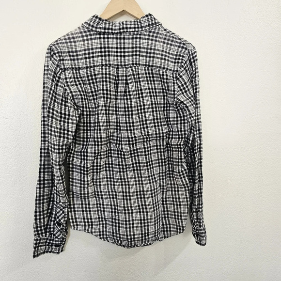 WARP AND WEFT Gray Check Flannel Button Down Size S - Picture 2 of 7